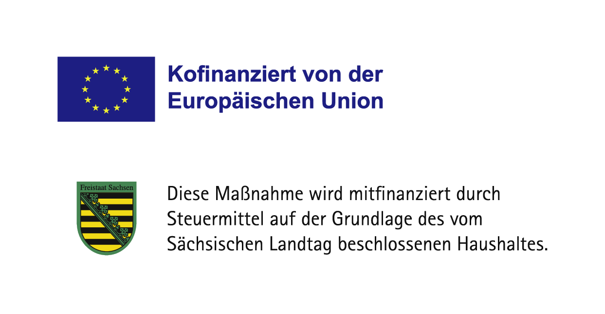 Kominiertes Logo aus Sachsen Signet und das vom EFRE-ESF 